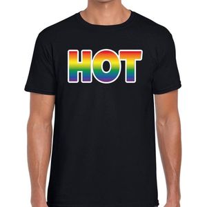 Gay pride Hot tekst/fun shirt zwart heren