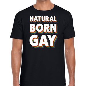 Natural born gay t-shirt zwart voor heren - Feestshirts