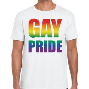 Gay pride t-shirt wit - wit gaypride shirt voor heren - Gay pride