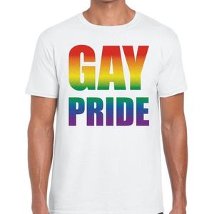 Gay pride tekst/fun shirt wit heren