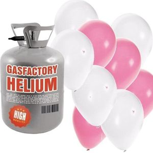 Helium tank met lichtroze en witte ballonnen - Geboorte - Heliumgas met ballonnen meisje geboren voor babyshower
