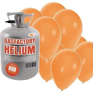 Helium tank met 50 oranje ballonnen - Oranje - Heliumgas met ballonnen voor een Koningsdag thema