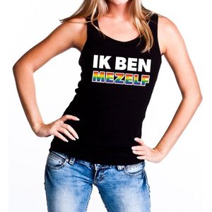 Ik ben mezelf gaypride tanktop -  zwart regenboog singlet voor dames - gaypride S