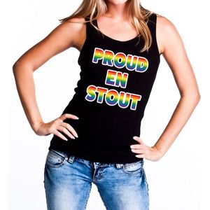Bellatio Decorations - Gay Pride Tanktop - Zwart - Mouwloos Shirt - Dames