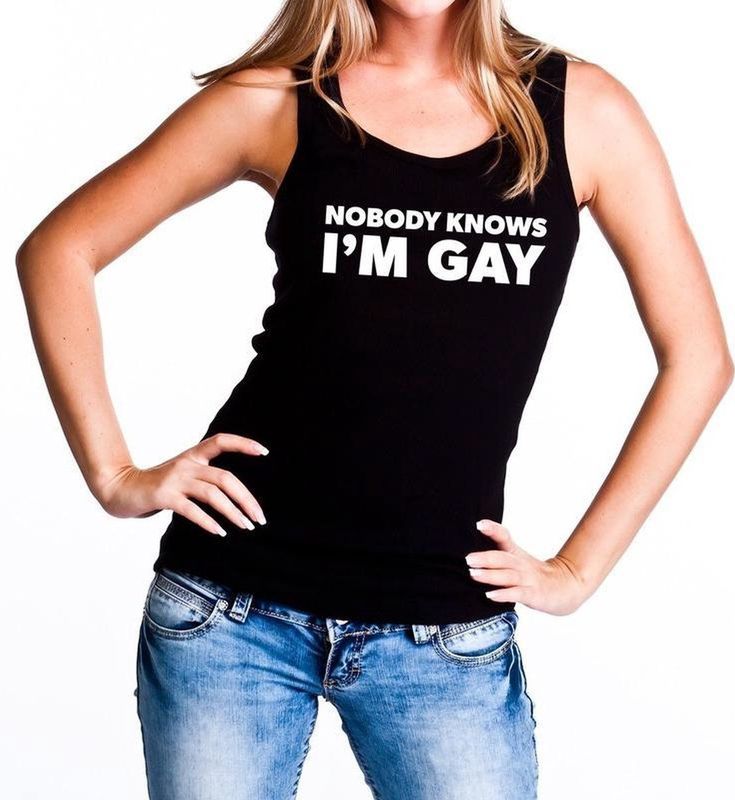 Gaypride nobody knows i am gay tanktop zwart dames