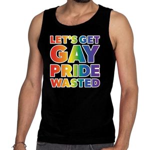 Lets Get Gay Pride Wasted Tanktop/Mouwloos Shirt - Zwart Homo Tanktop Heren - LHBT S