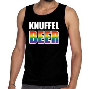 Gay pride knuffelbeer tanktop/mouwloos shirt - zwart homo tanktop heren - gaypride M