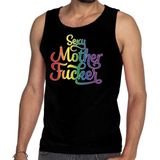 Gaypride sexy motherfucker rainbow tanktop zwart heren