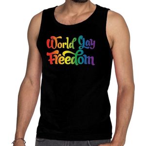 Bellatio Decorations - World Gay Freedom - Tanktop - Zwart - Heren