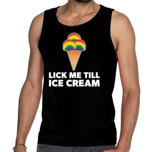 Lick me till ice cream gaypride tanktop/mouwloos shirt - zwart homo singlet voor heren - Gay pride M