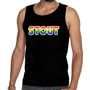 Stout - Gay Pride Tanktop - Zwart - Regenboog - Mouwloos Shirt Voor Heren