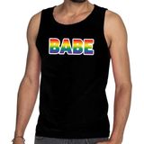 Babe gay pride tanktop/mouwloos shirt zwart heren - Feestshirts