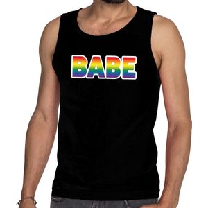 Bellatio Decorations - Babe Tanktop - Zwart - Mouwloos Shirt - Heren - LGBT