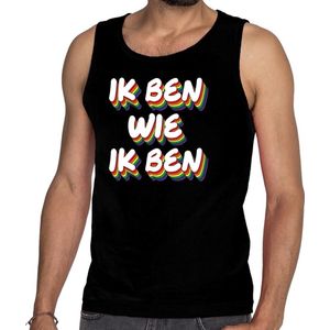 Bellatio Decorations - Ik ben wie ik ben - Tanktop - Zwart - 3D Regenboog Bedrukking