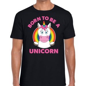 Born to be a unicorn pride t-shirt - zwart regenboog homo shirt voor heren - gay pride M