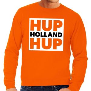 Nederland supporter sweater Hup Holland Hup in vierkant oranje voor heren - landen kleding