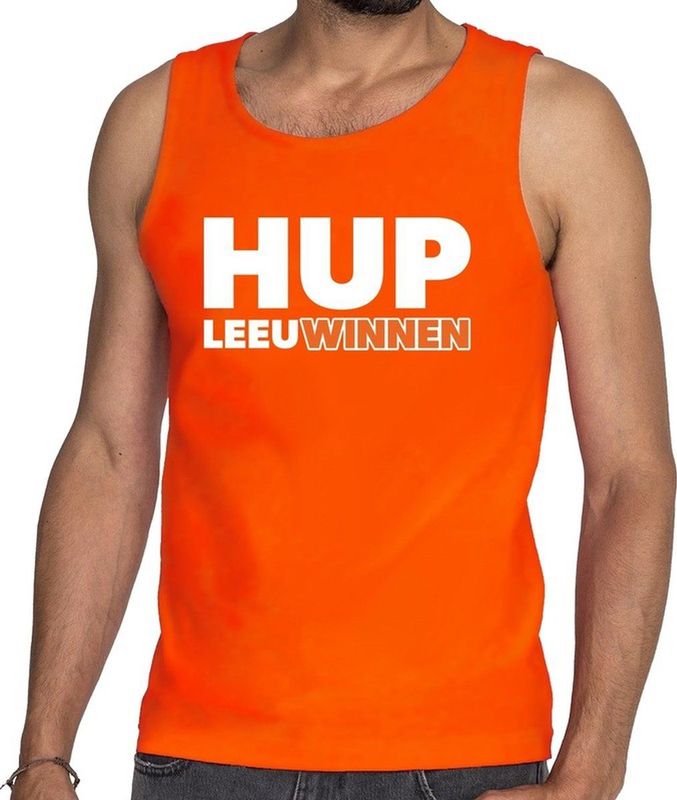Nederland supporter tanktop mouwloos shirt Hup LeeuWinnen oranje heren - landen kleding