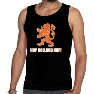 Nederland supporter tanktop mouwloos shirt Hup Holland Hup zwart voor heren - landen kleding