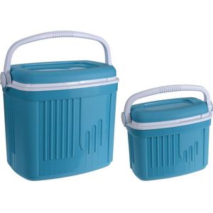 Koelboxen - set 2x - 8L en 32L - Kunststof - Blauw