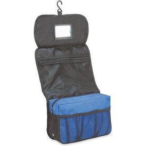 Handbagage/reis toilettas met haak zwart/blauw 27 cm voor heren/dames - Toilettassen