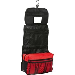 Handbagage/reis toilettas met haak zwart/rood 27 cm voor heren/dames - Toilettassen