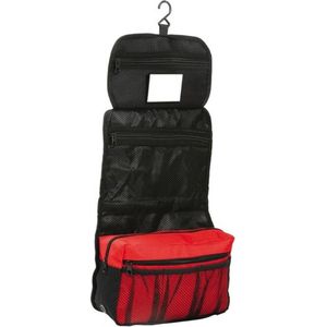 Hangende toilettas - zwart/rood - 27 cm - make-up tas - heren/dames - Reis toilettassen/make-up etui ophangen - Handbagage