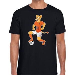 Nederland supporter t-shirt dameselftal Leeuwin met bal zwart heren - landen kleding