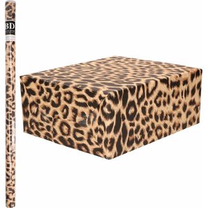Bellatio Decorations Inpakpapier - panter / luipaard print - 200 x 70 cm - 70 grams - cadeaupapier