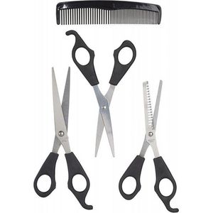 Voordelige kappersschaar set 4-delig - Kappersset - Thuiskapper - 2x Knipscharen - 1x Haarkam - 1x Uitdunkam
