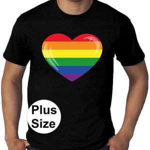 Gay Pride Grote Maten Regenboog Hart T-shirt - Zwart Plus Size Homo/Regenboog Shirt Voor Heren