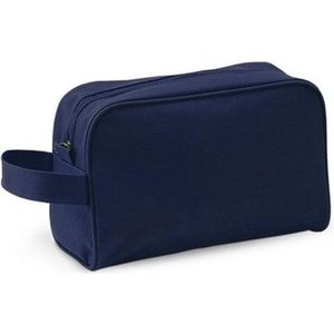 Toilettas/make-up tas navy met handvat 21,5 cm voor heren/dames - Reis toilettassen/make-up etui - Handbagage