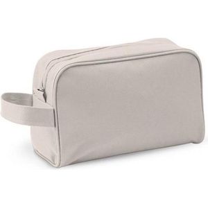 Toilettas/make-up tas met handvat - beige - 21 x 14 x 10 cm - kind/volwassenen - Reis