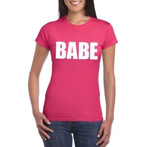 Babe tekst t-shirt roze dames XS