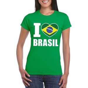 Groen I love Brazilie supporter shirt dames - Braziliaans t-shirt dames XS
