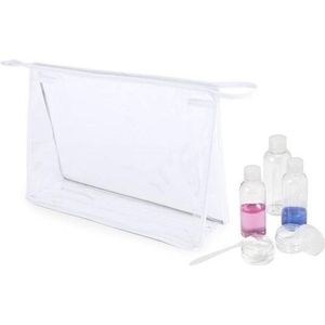 Handbagage Reisset met Toillettas XL Transparant/Wit 29 cm - Reisset Toilettassen/Make-up Etui
