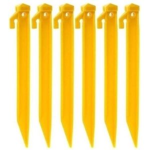 24x Kunststof tentharingen geel 21 cm - Felgekleurd voor extra zichtbaarheid - Camping/kampeer accessoires