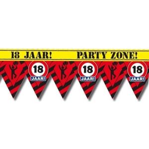 Versiering/decoratie 18 jaar afzetlint vlaggetjes 12 meter