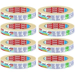 8x Tesa afplaktape/schilderstape 19 mm x 50 m - Verf afplakband/tape 19 mm x 50 m 8 rollen