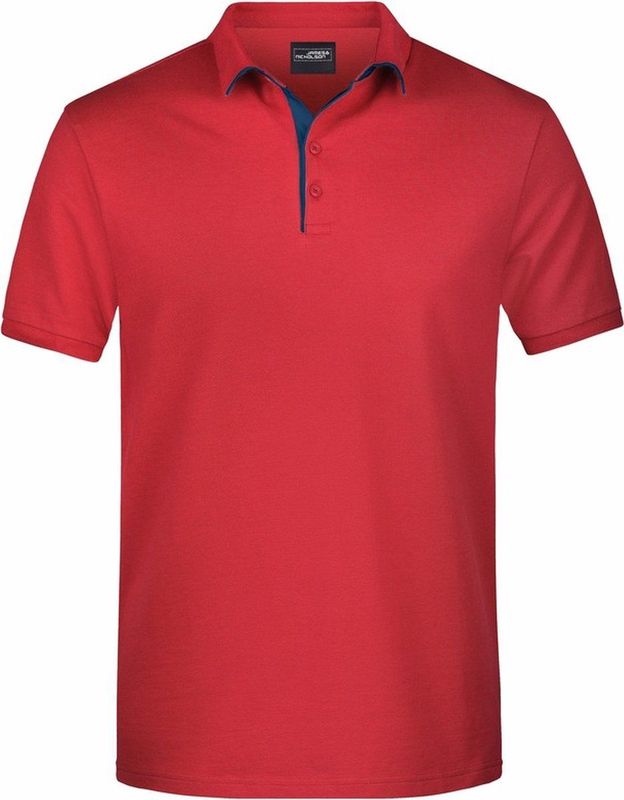 James & Nicholson - Golf Pro - Polo Shirt - Rood - 100% Katoen - 3-Knoops Sluiting