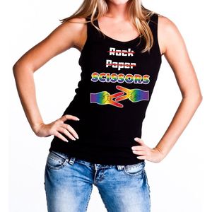 Rock Paper Scissors gaypride tanktop/mouwloos shirt - zwart lesbo singlet voor dames - Gay pride S