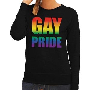 Gay pride regenboog tekst sweater zwart dames