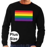 Grote maten Gay pride regenboog vlag sweater zwart - plus size lgbt sweater voor heren - gay pride