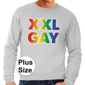 Grote maten  XXL Gay regenboog sweater grijs voor heren  - Feesttruien