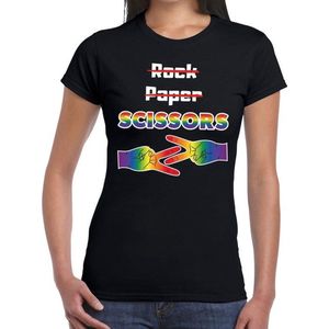 Gaypride Rock Paper Scissors t-shirt - zwart lesbo shirt voor dames - Gay pride