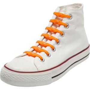 14x Oranje schoenveters elastisch/elastiek siliconen