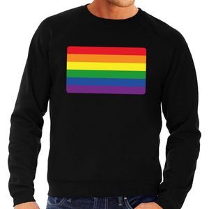 Gay pride regenboog vlag sweater zwart - homo sweater voor heren - gay pride