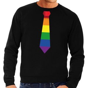 Gay pride regenboog stropdas sweater zwart -  homo sweater voor heren - gay pride L