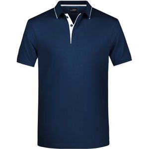 James & Nicholson - Poloshirt - Navy Blauw/Wit - 100% Katoen - 3-Knoops Sluiting