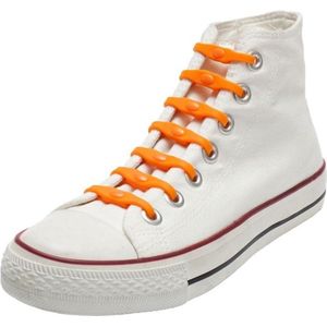 14x Oranje supporter schoenveters elastisch/elastiek siliconen