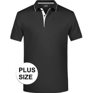 James &amp; Nicholson Poloshirt - Golf Pro premium - grote maat - zwart/zilver - heren